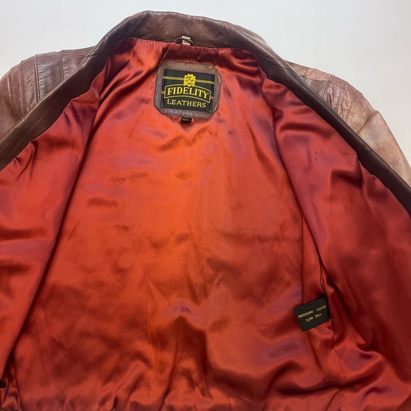 Vintage Fidelity Leathers Women's Distressed Brown Leather Jacket Small - Picture 7 of 12